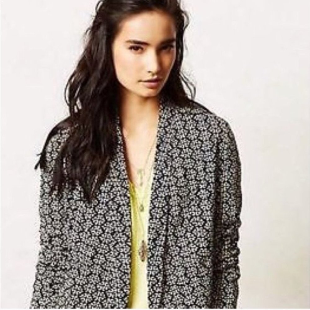 Anthropologie Feathers by Tolani Frost Midi Blazer